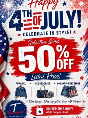 4th of July 50% Off Sale Poster - Patriotic Red White Blue